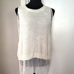 Ellison Cream Sleeveless Knit/Sheer Top - S/M
